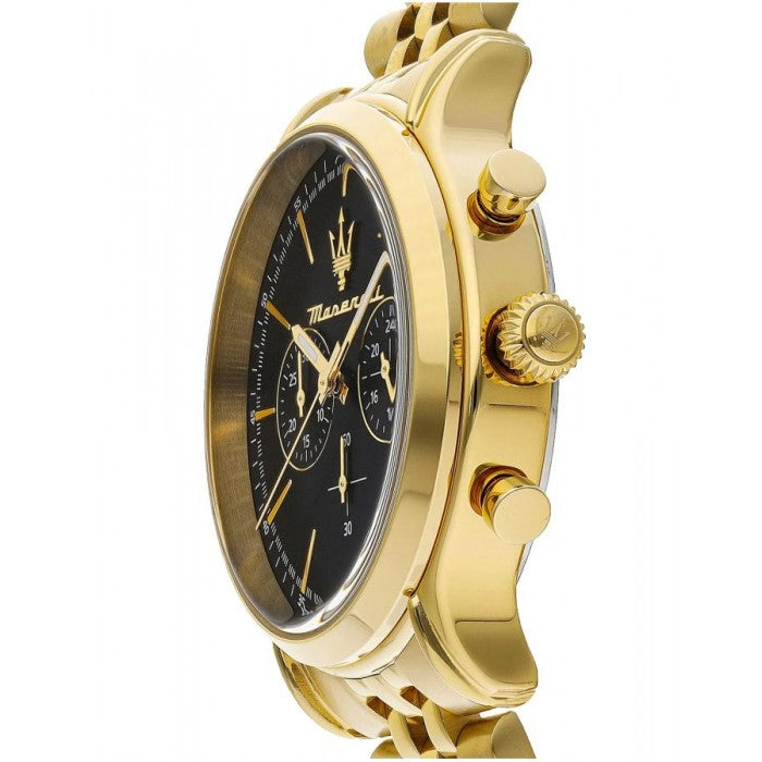 Maserati Epoca Chronograph Black Dial Gold Steel Strap Watch For Men - R8873618023