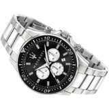 Maserati SFIDA Chronograph Black Dial Silver Steel Strap Watch For Men - R8873640004