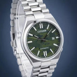 Citizen Tsuyosa Automatic Camouflage Green Dial Silver Steel Strap Watch For Men - NJ0159-86X