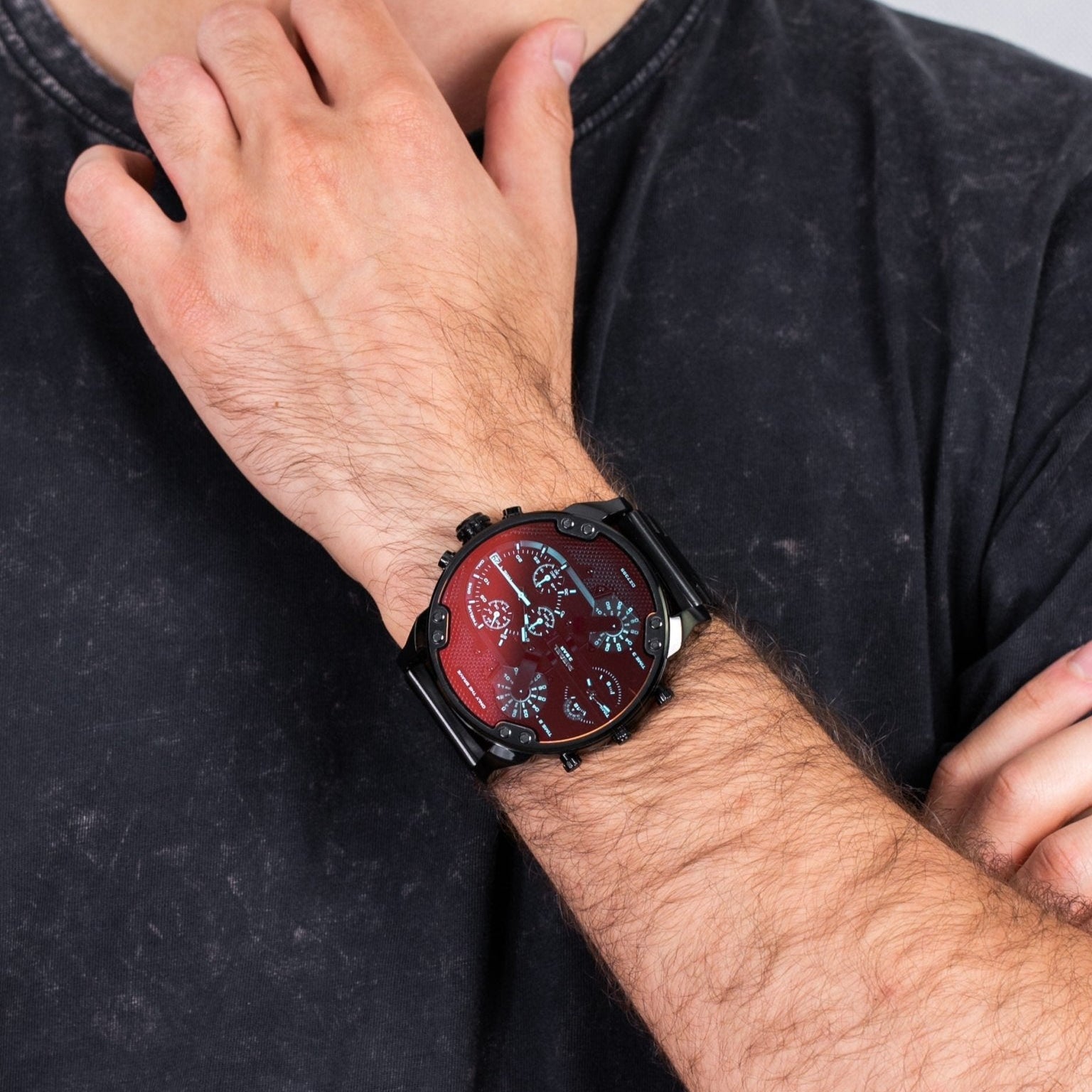 Diesel Mr Daddy 2.0 Chronograph Black Dial Black Steel Strap Watch For Men - DZ7395