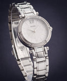 Guess Park Ave White Dial Silver Steel Strap Watch for Women - W0767L1