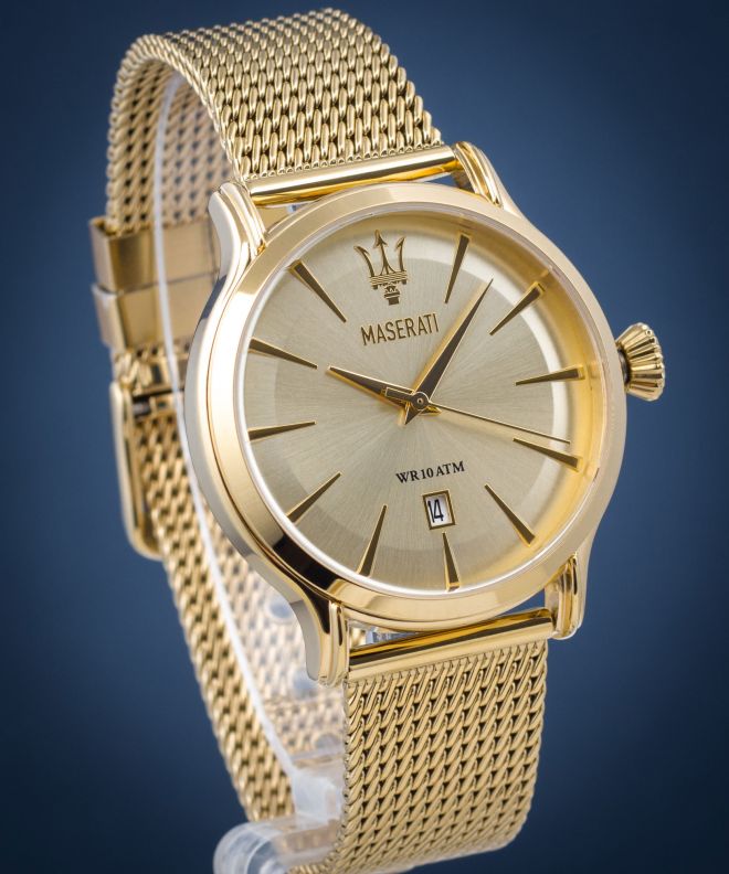 Maserati Epoca Golden Dial Golden Mesh Bracelet Watch For Men - R8853118003