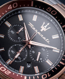 Maserati SFIDA Chronograph Black Dial Two Tone Steel Strap Watch For Men - R8873640009