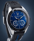 Maserati Traguardo Chronograph Blue Dial Black Silicone Strap Watch For Men - R8871612044