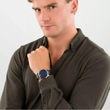 Movado Museum Classic Blue Dial Black Leather Strap Watch for Men - 606610