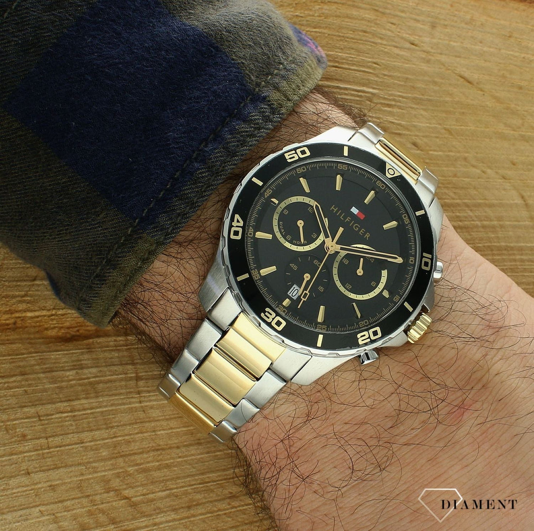 Tommy Hilfiger Jordon Chronograph Black Dial Two Tone Steel Strap Watch For Men - 1792095