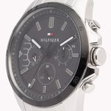 Tommy Hilfiger Iconic Quartz Black Dial Silver Steel Strap Watch for Men - 1791564