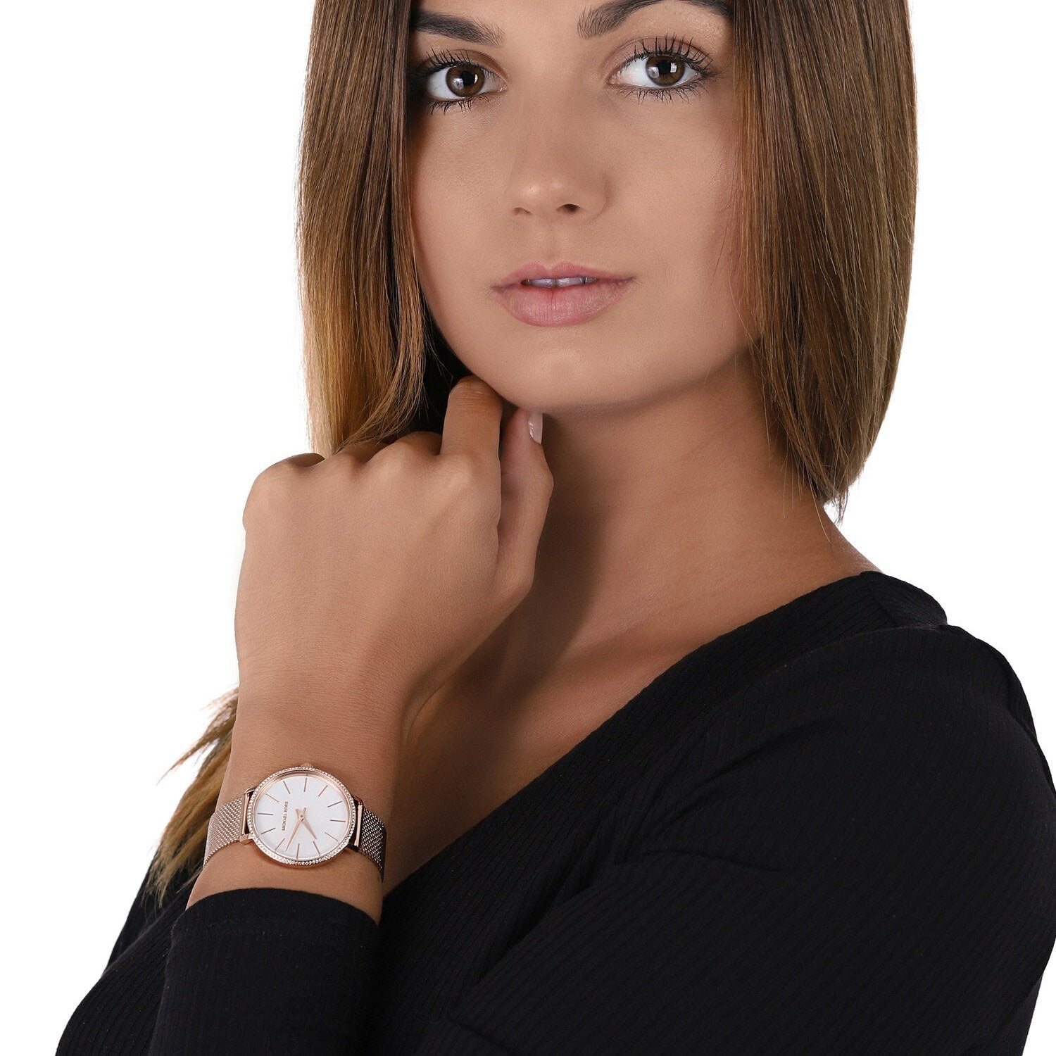 Michael Kors Pyper Quartz Mother of Pearl White Dial Rose Gold Mesh Strap Watch For Women - MK4588