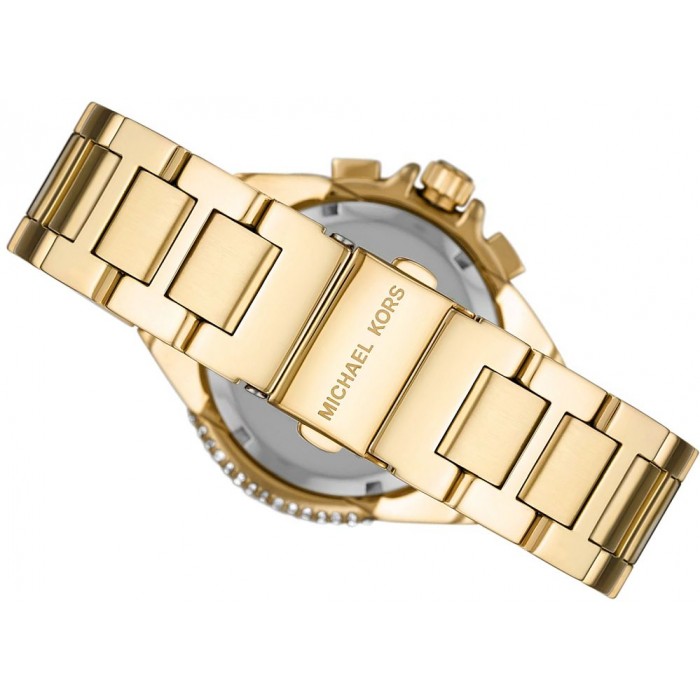 Michael Kors Camille Chronograph White Dial Gold Steel Strap Watch For Women - MK6994