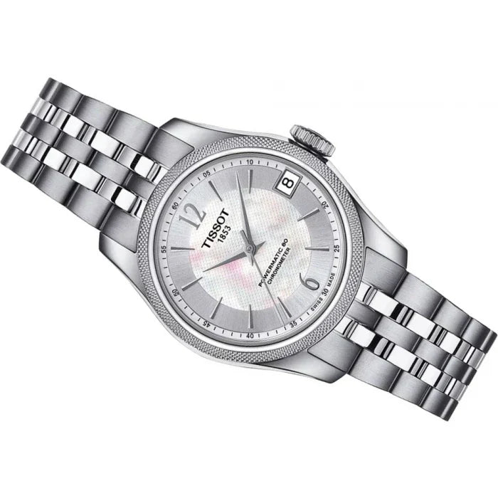 Tissot Ballade Powermatic 80 Automatic Mother of Pearl Dial Silver Steel Strap Watch For Women - T108.208.11.117.00