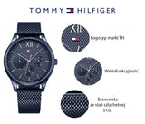 Tommy Hilfiger Damon Quartz Blue Dial Blue Mesh Bracelet Watch for Men - 1791421