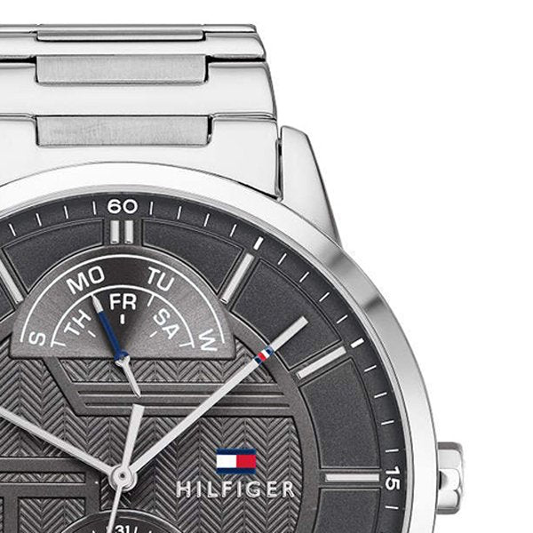 Tommy Hilfiger Hunter Grey Dial Silver Steel Strap Watch for Men - 1791608