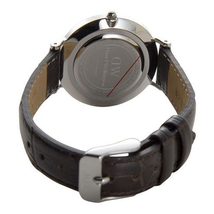 Daniel Wellington Classic Petite York Black Dial Brown Leather Strap Watch For Women - DW00100182