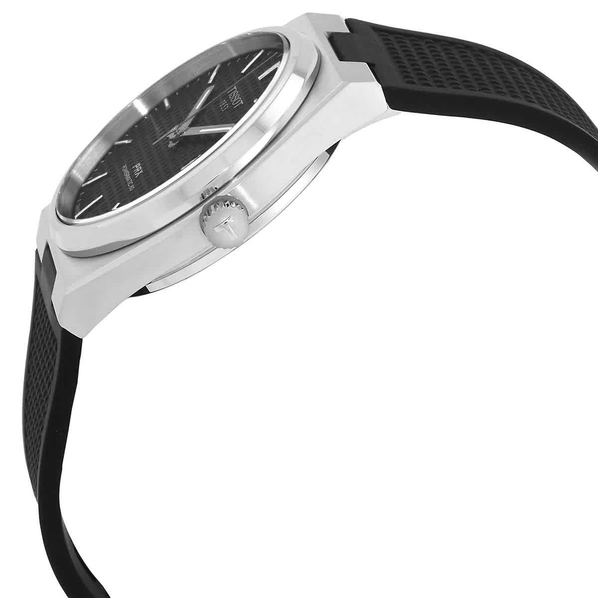 Tissot PRX Powermatic 80 Black Dial Black Rubber Strap Watch for Men - T137.407.17.051.00
