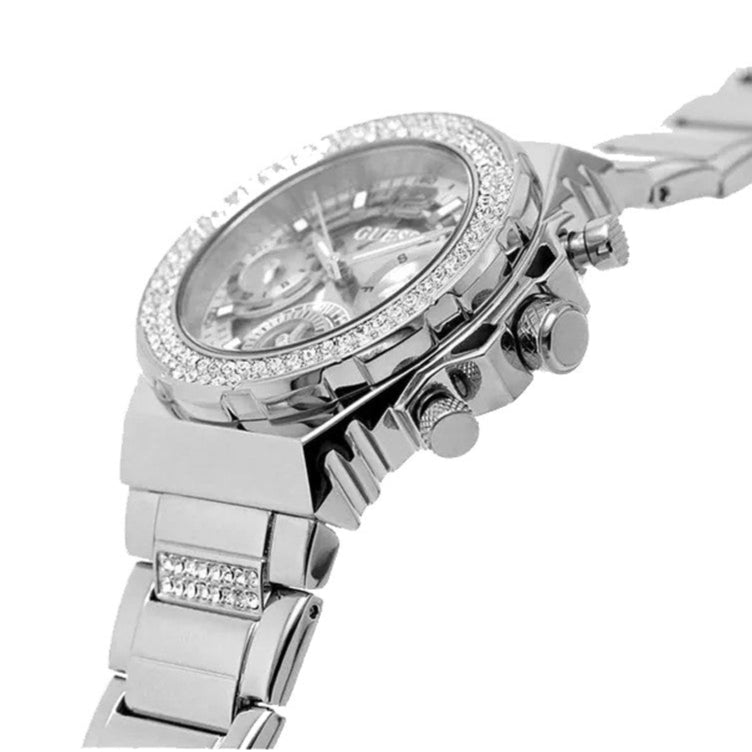 Guess Fusion Chronograph Crystals Silver Dial Silver Steel Strap Watch For Women - GW0552L1