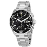 Tag Heuer Aquaracer Calibre 16 Day-Date Black Dial Silver Steel Strap Watch for Men - CAY211A.BA0927