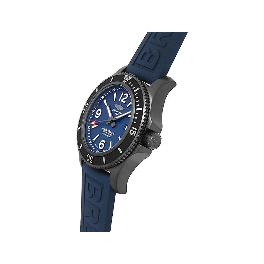 Breitling Superocean Automatic 46mm Blue Dial Blue Rubber Strap Watch for Men - M17368D71C1S1
